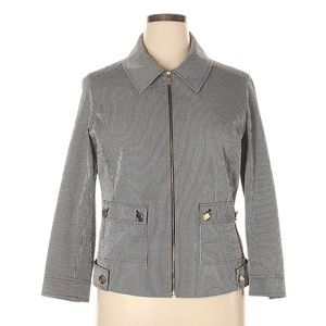 St. John Checkered Gingham Zip Jacket